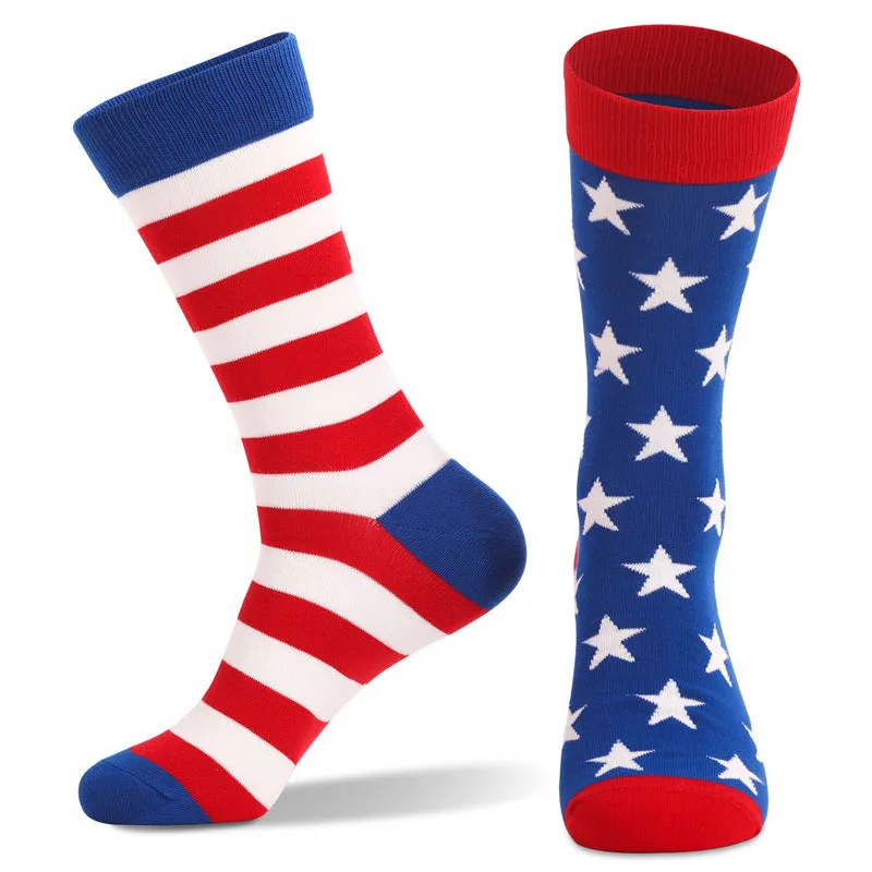 COLORED STRIPED MID LENGTH SOCKS FOR MEN'S SPORTS SOCKS AND CASUAL LONG SOCKS