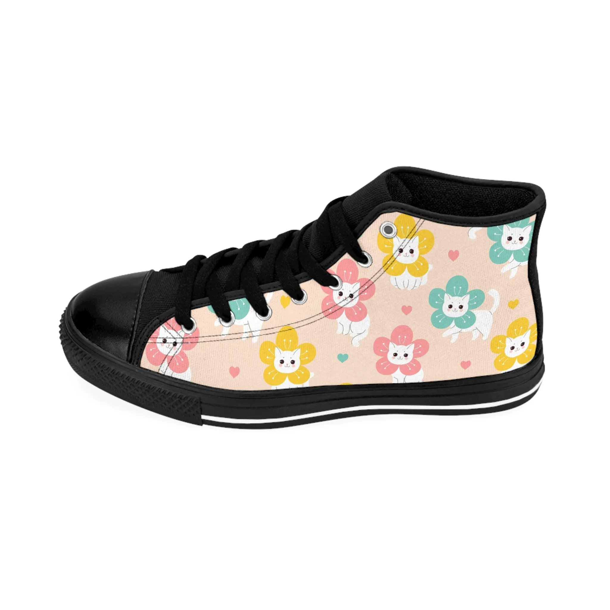 Colorful Flower Kitty Women's Classic Sneakers