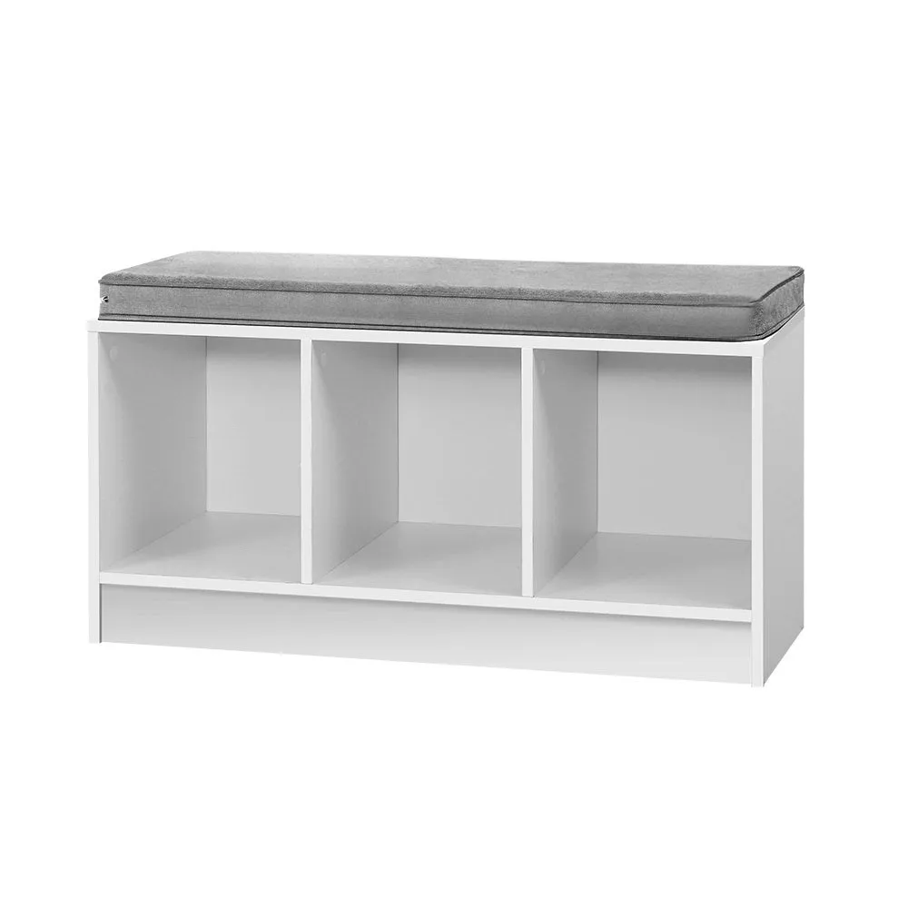 Comfortable White Shoe Storage Bench with Cushion - Artiss