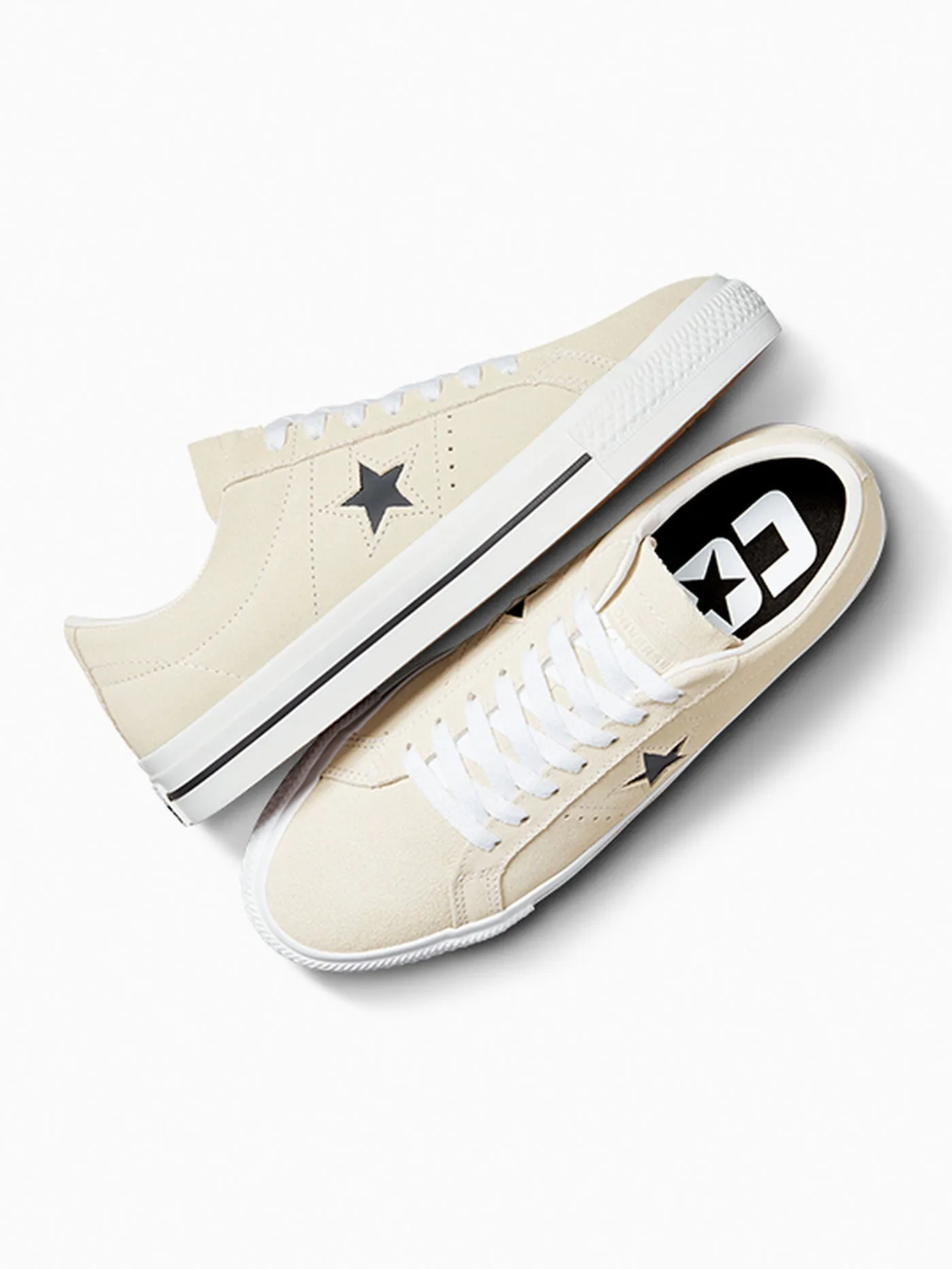 Cons One Star Pro Suede Egret/White/Black Shoes