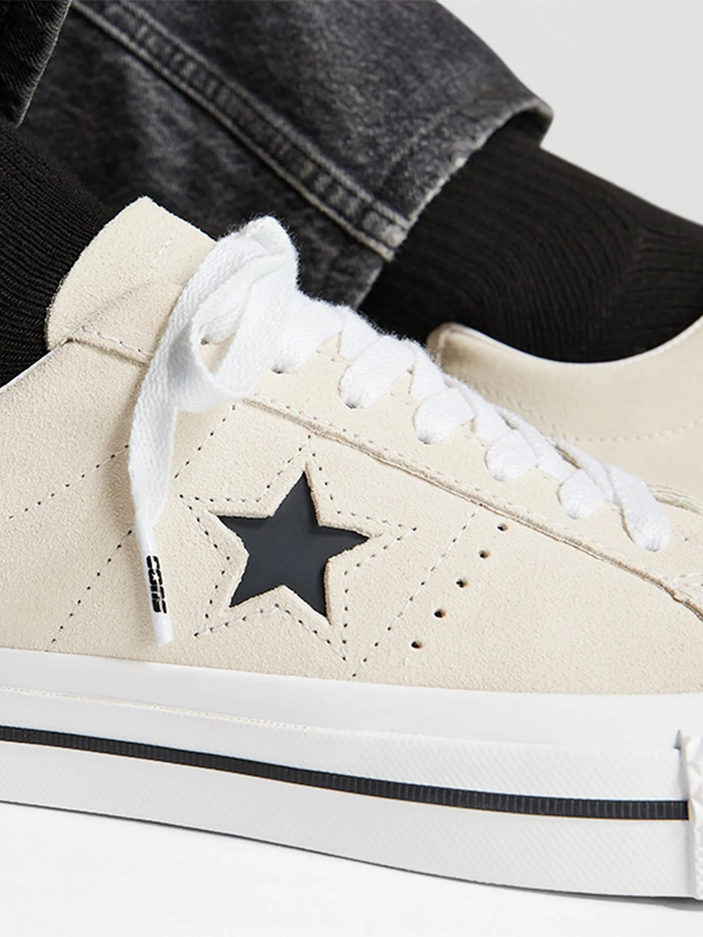 Cons One Star Pro Suede Egret/White/Black Shoes