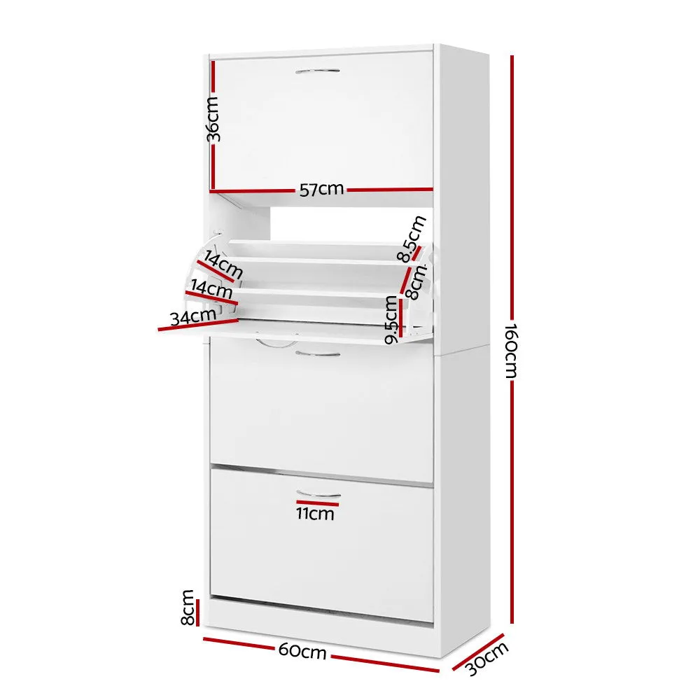 Contemporary 60-Pair Shoe Cabinet, Adjustable, Melamine - Artiss