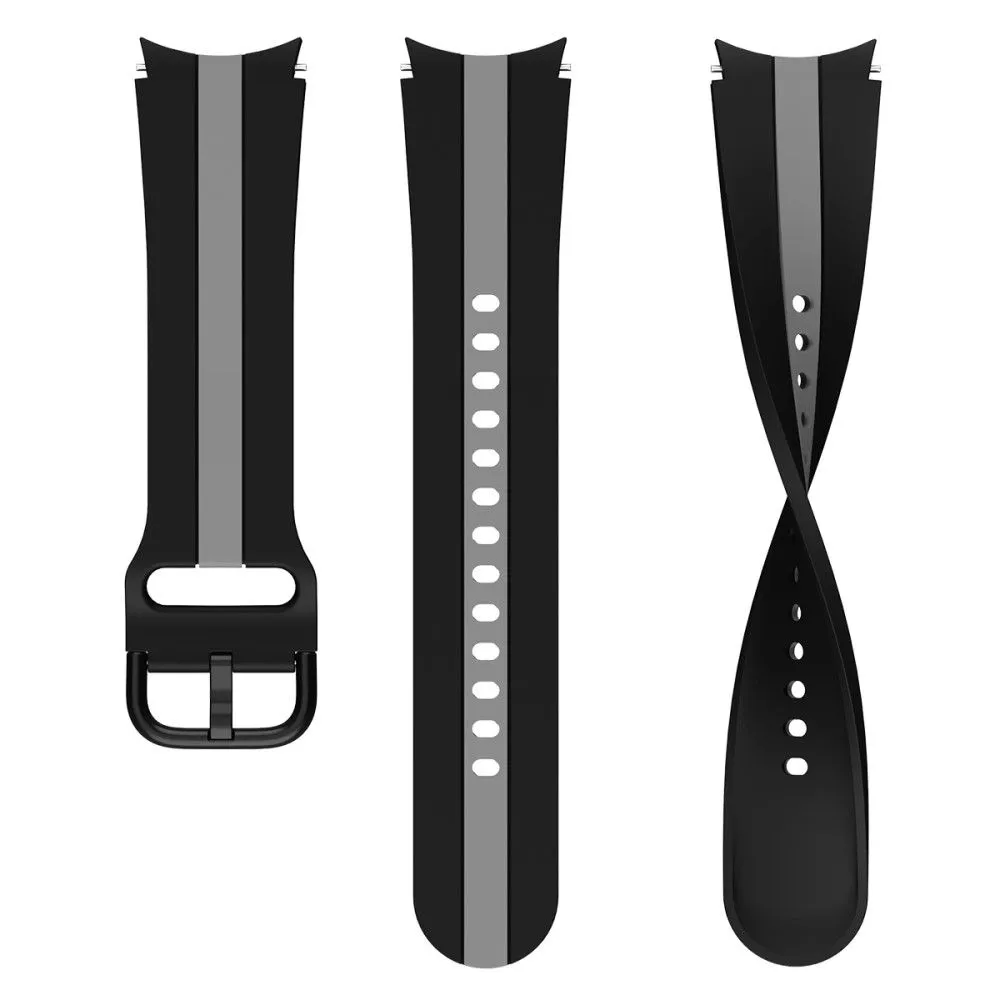 Cool line design silicone watch strap for Samsung Galaxy Watch 4 - Black / Grey