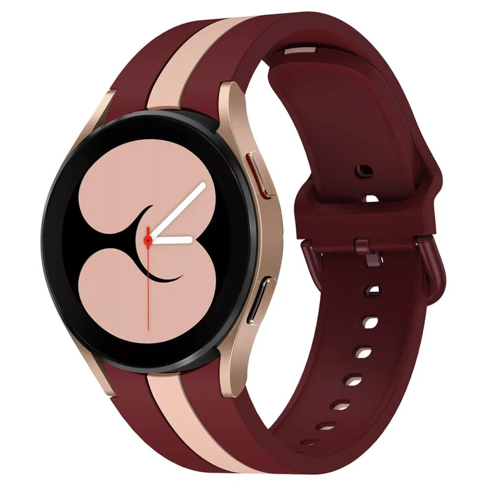 Cool line design silicone watch strap for Samsung Galaxy Watch 4 - Wine Red / Pink