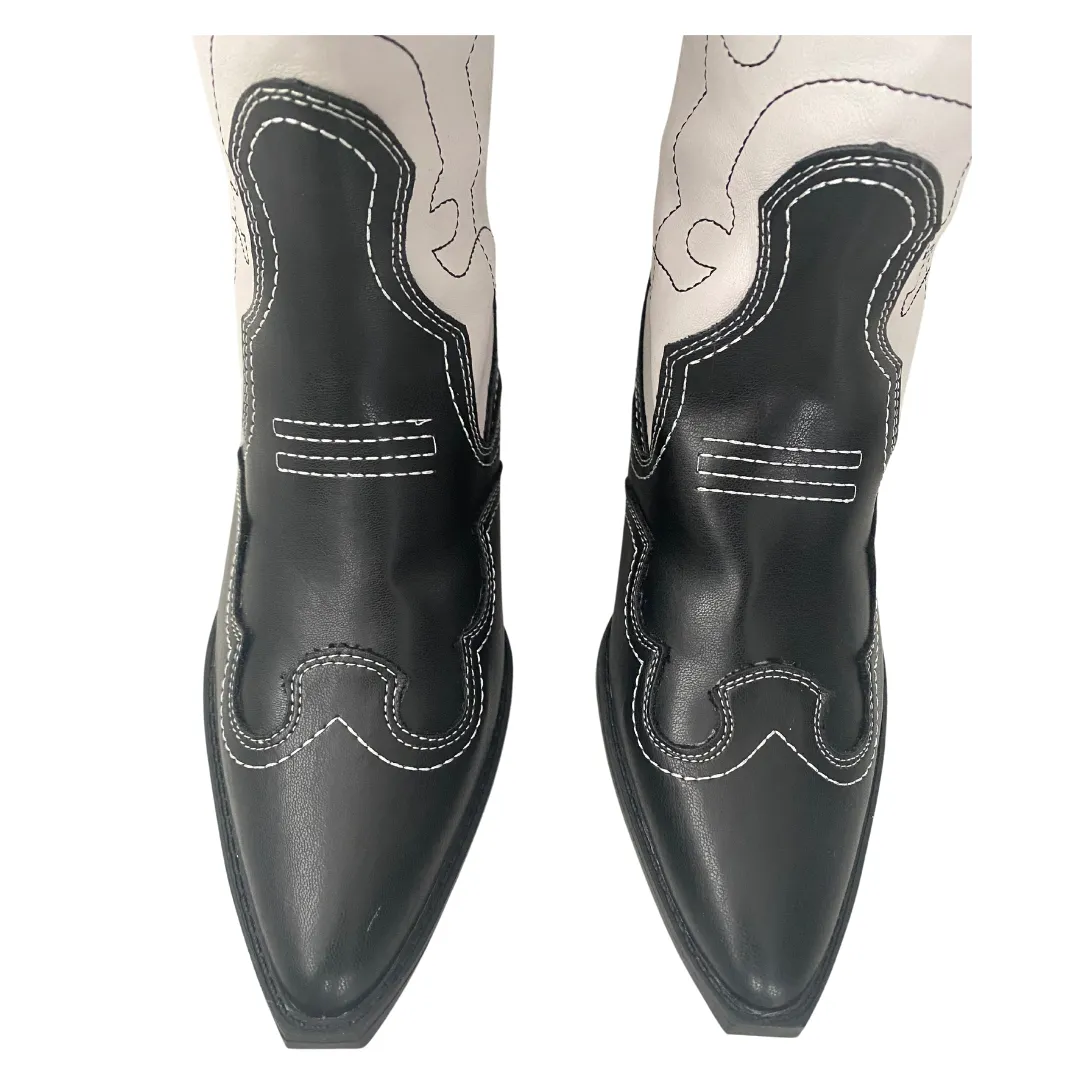 Cowboy Boots Midi Black White SIZE 40