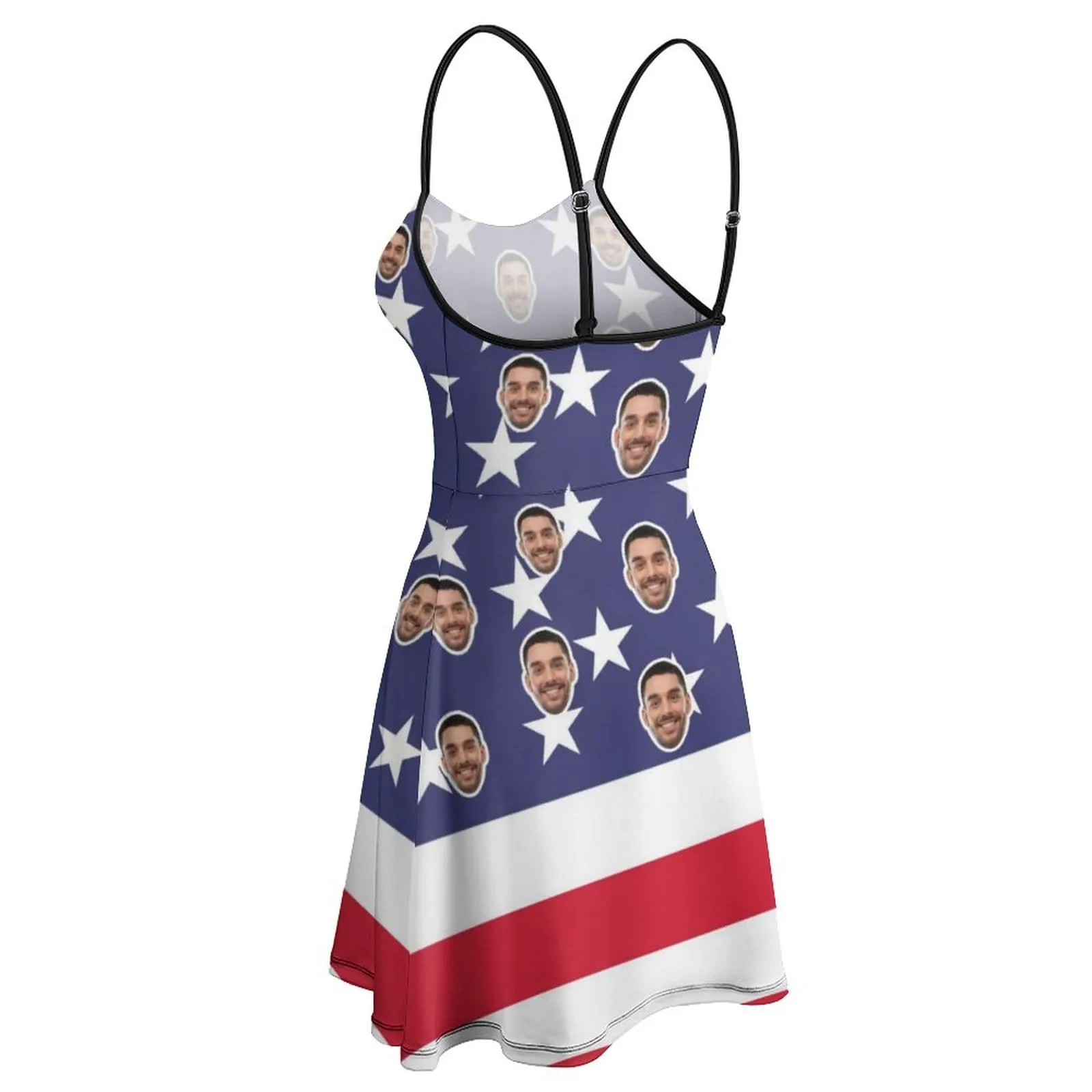 Custom Face Flag White Star Women's Sling Dress