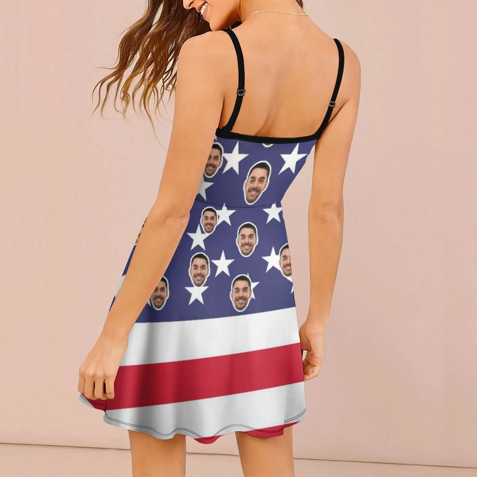 Custom Face Flag White Star Women's Sling Dress