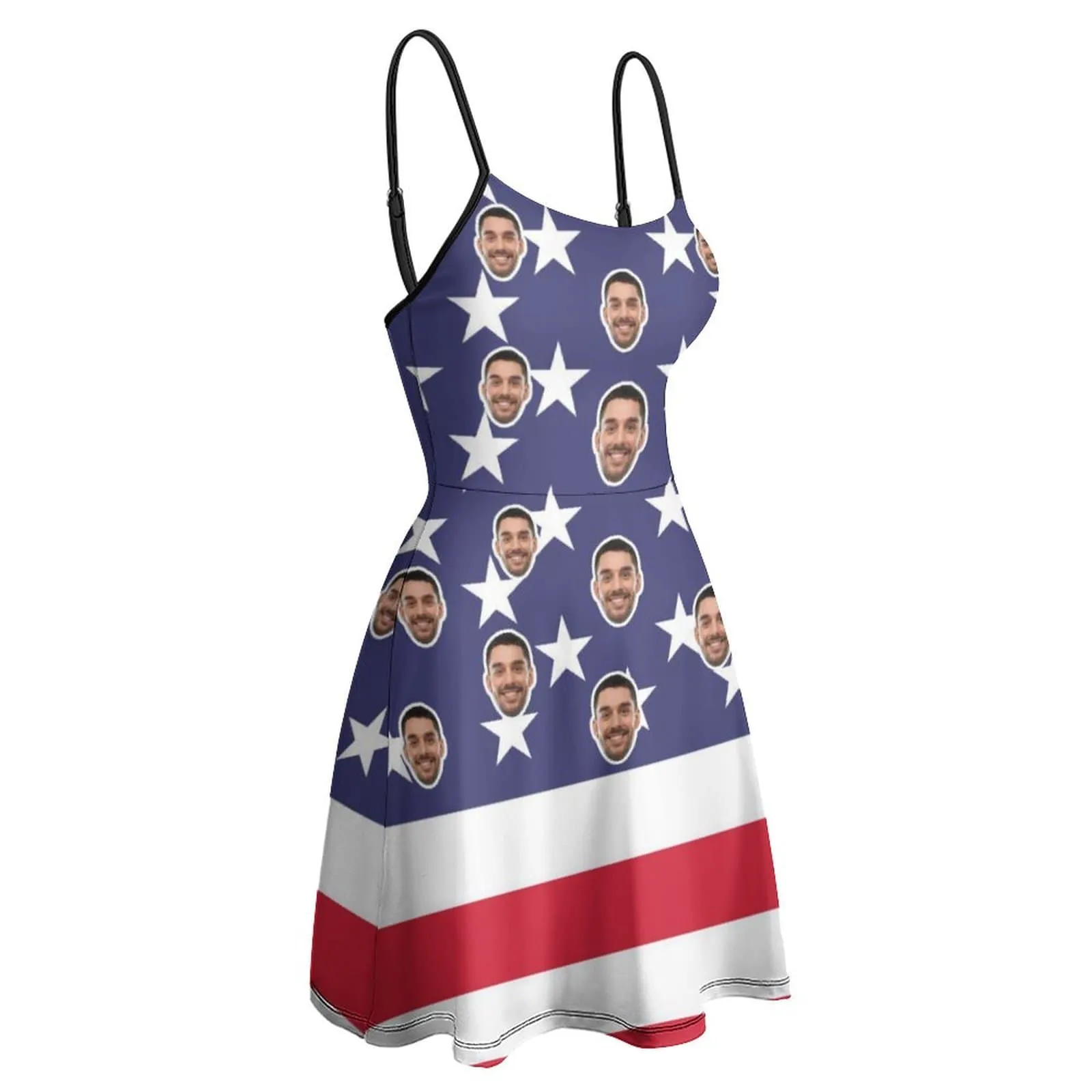 Custom Face Flag White Star Women's Sling Dress