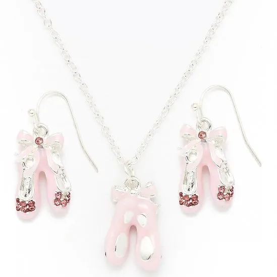 Dasha 3D Ballet Shoe Necklace/Earring Set