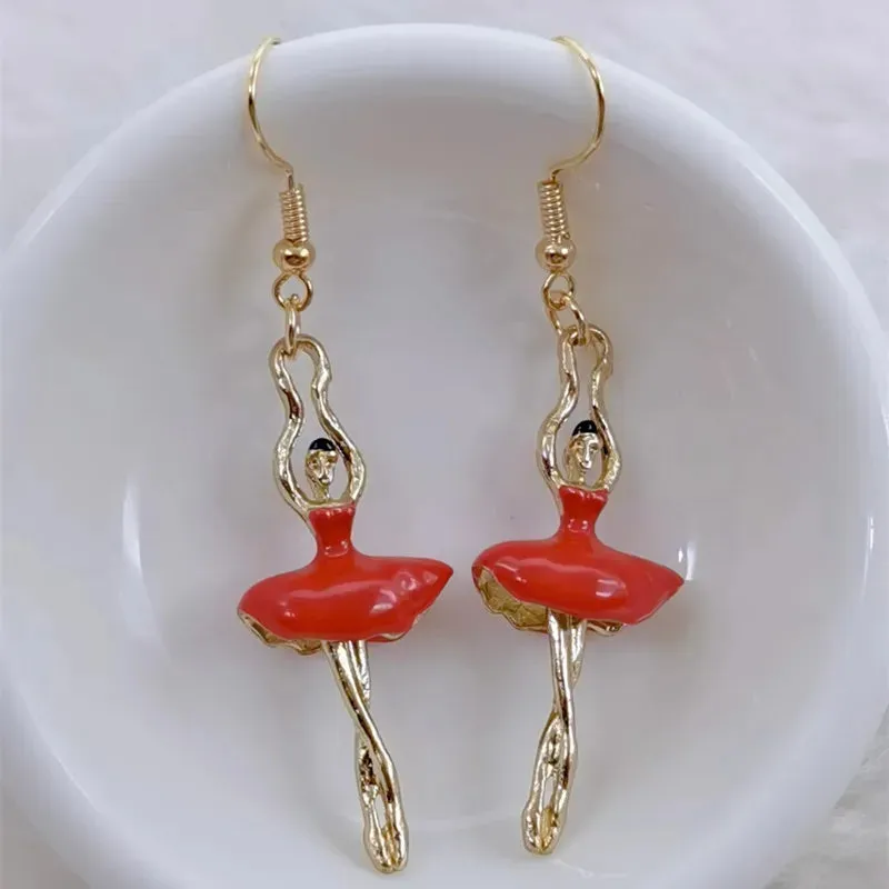 Enamel Ballerina and Pointe Shoe Earrings