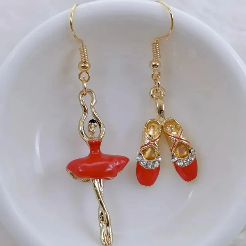 Enamel Ballerina and Pointe Shoe Earrings