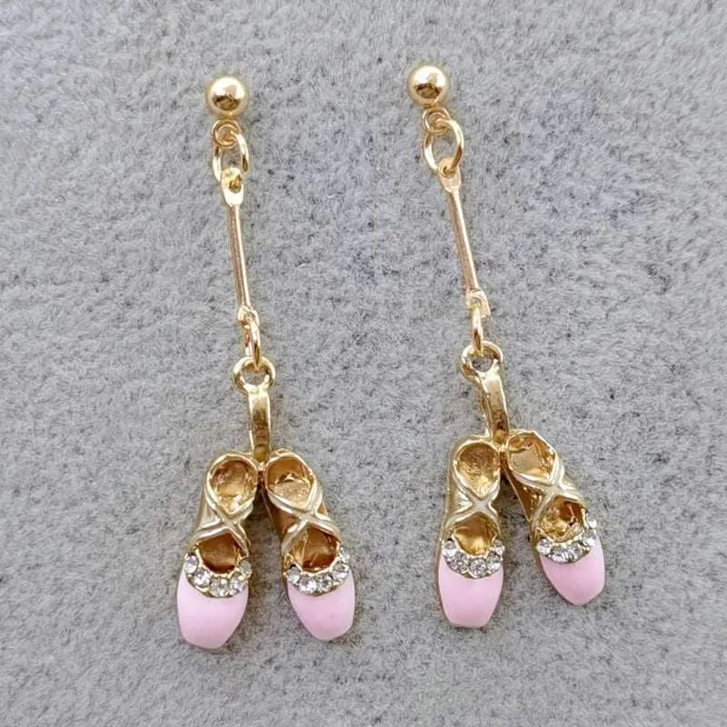 Enamel Ballerina and Pointe Shoe Earrings