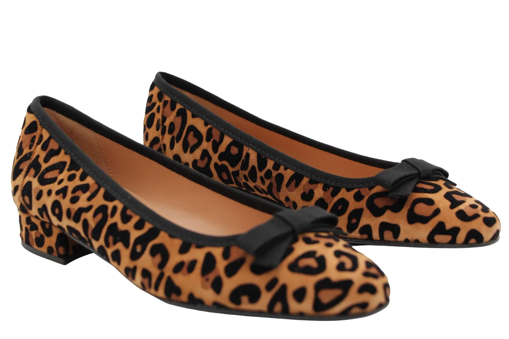 Fabucci Leopard Print Ballet Flat Black Bow