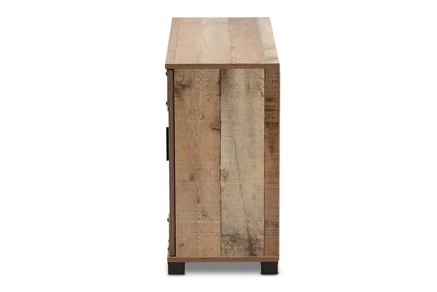 Fella Farmhouse Rustic Finished Wood 3-Door Shoe Cabinet