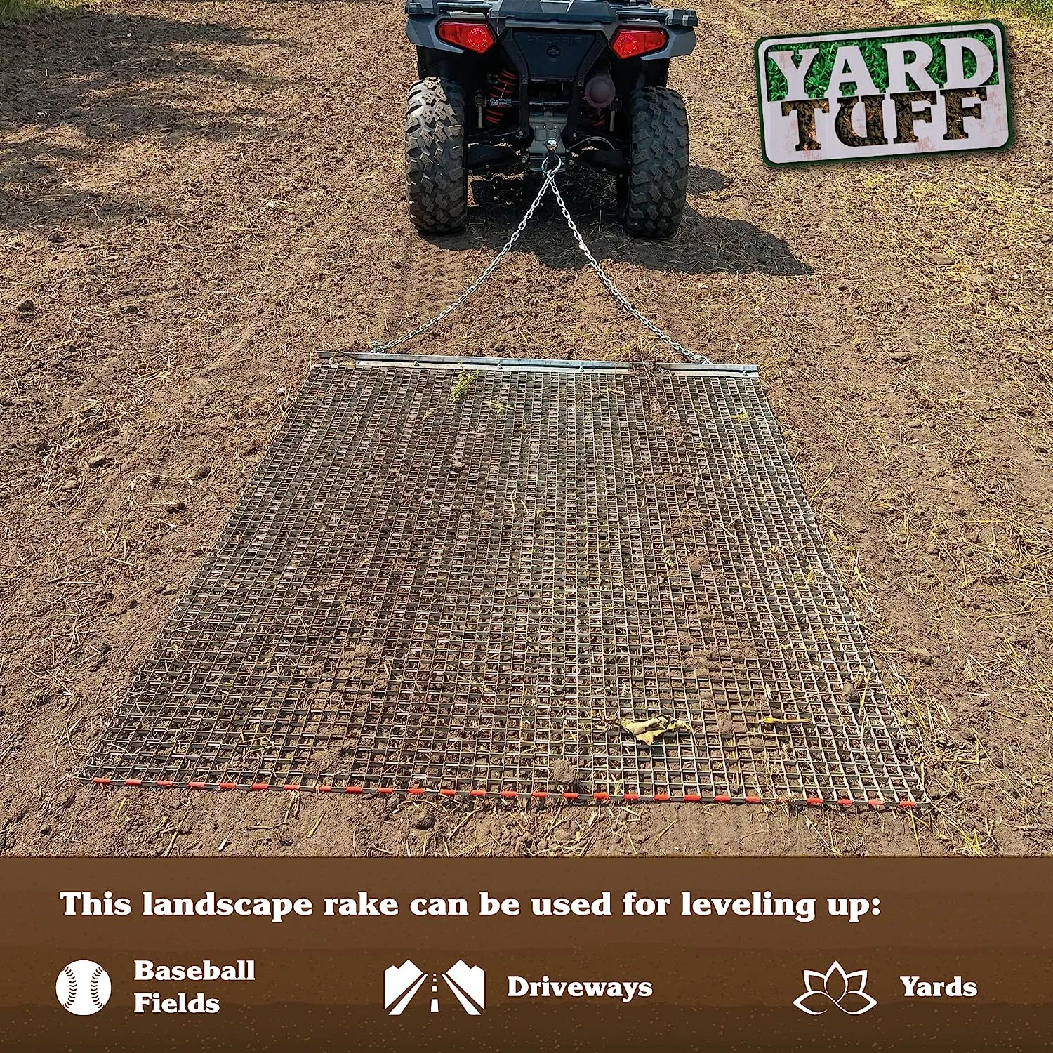 Field Tuff 4.5' x 5' Drag Mat – Galvanized Steel Mesh- Tow-Behind Design | For ATVs/ UTVs / Utility Tractors