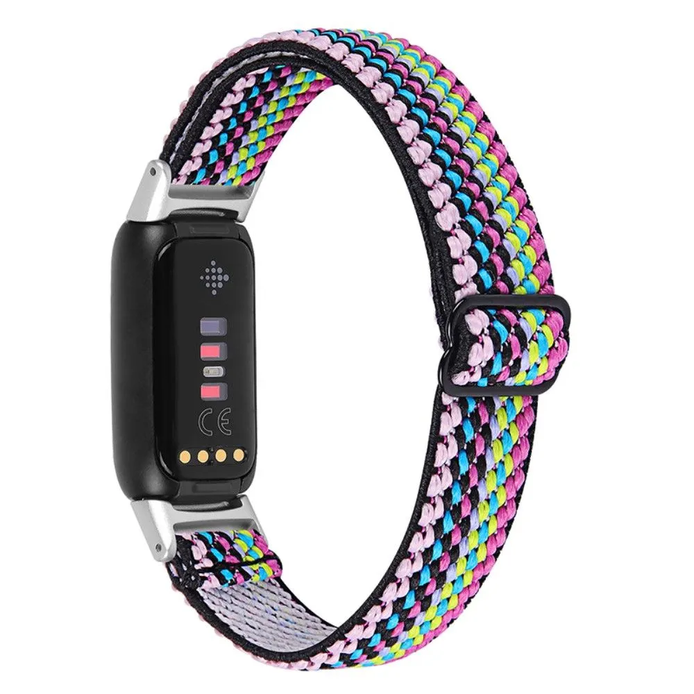 Fitbit Luxe elastic nylon watch strap - Multi-colored weave pattern