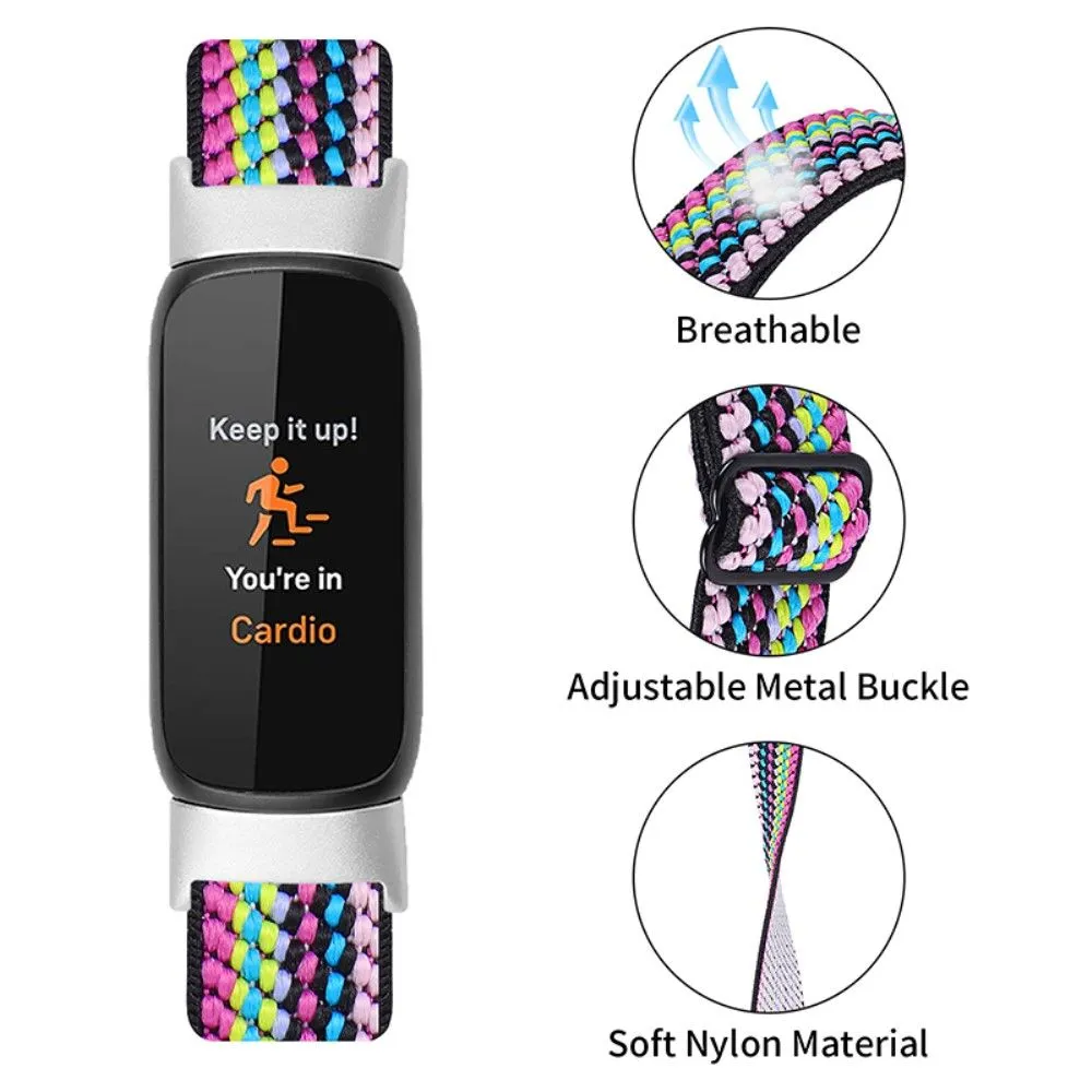 Fitbit Luxe elastic nylon watch strap - Multi-colored weave pattern