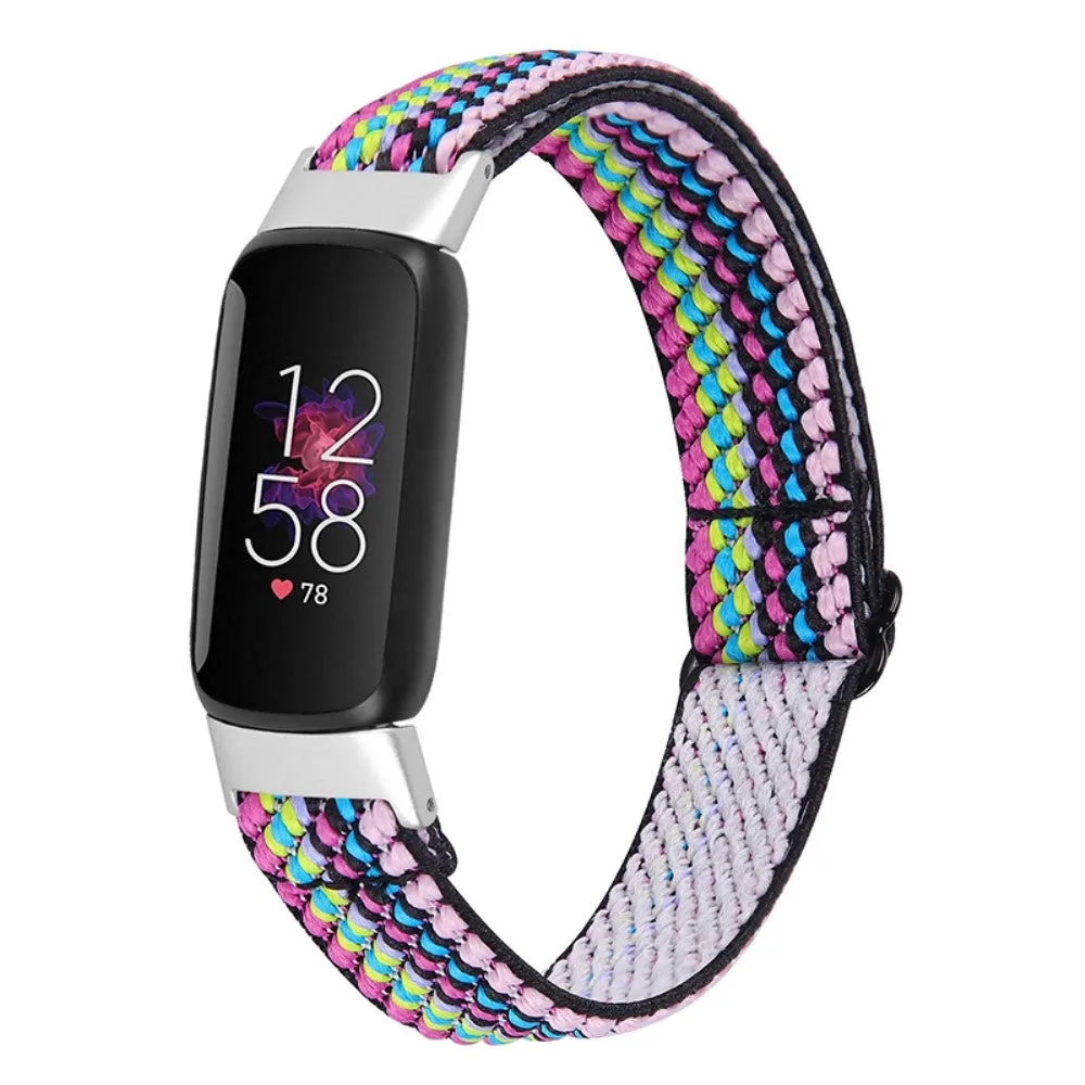 Fitbit Luxe elastic nylon watch strap - Multi-colored weave pattern