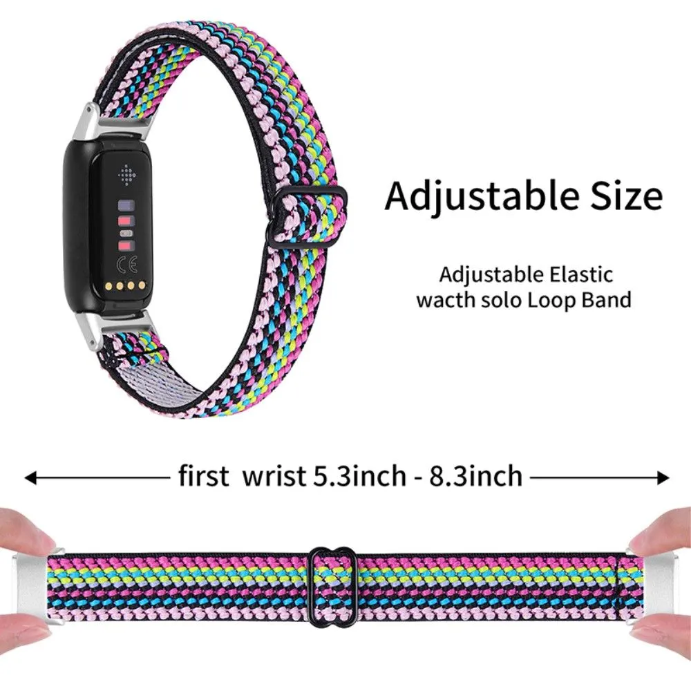 Fitbit Luxe elastic nylon watch strap - Multi-colored weave pattern