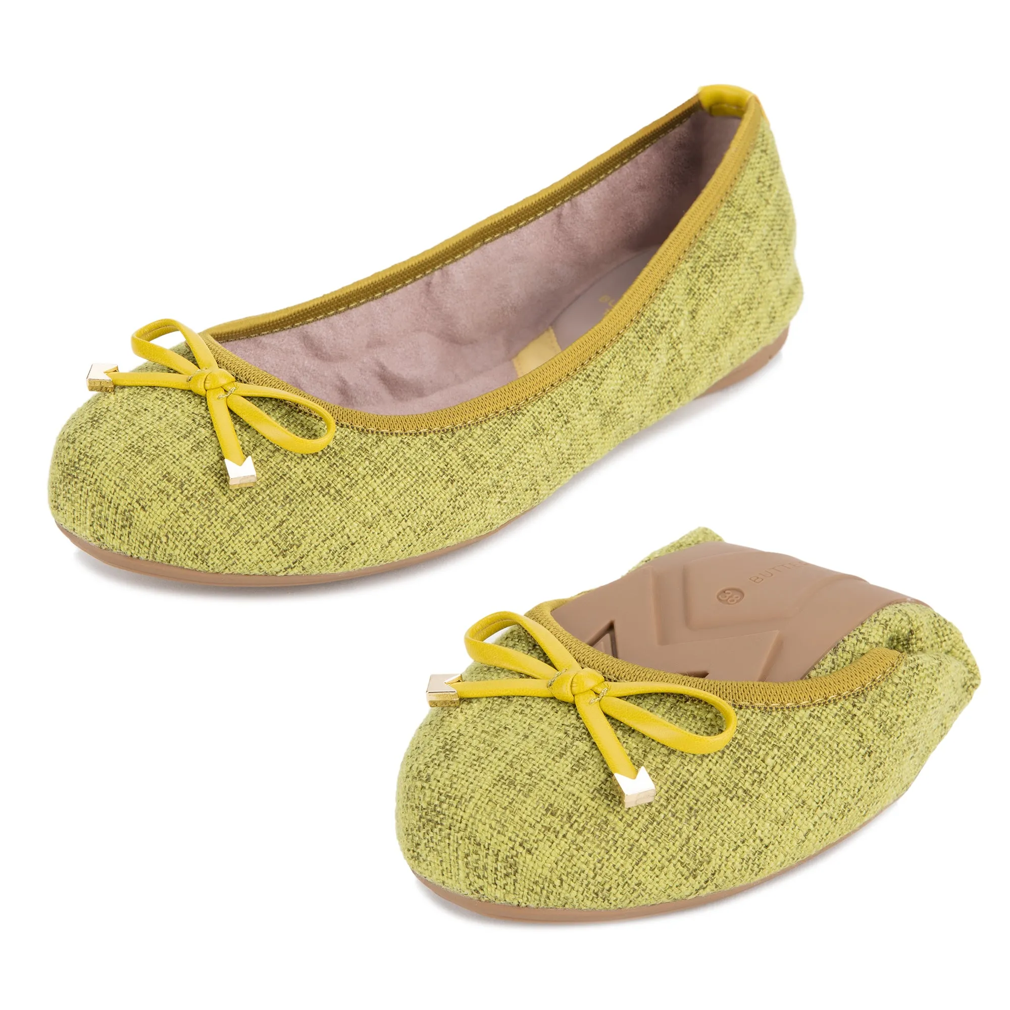 FRANKIE Ballet Flat Shoes - Olive Hessian