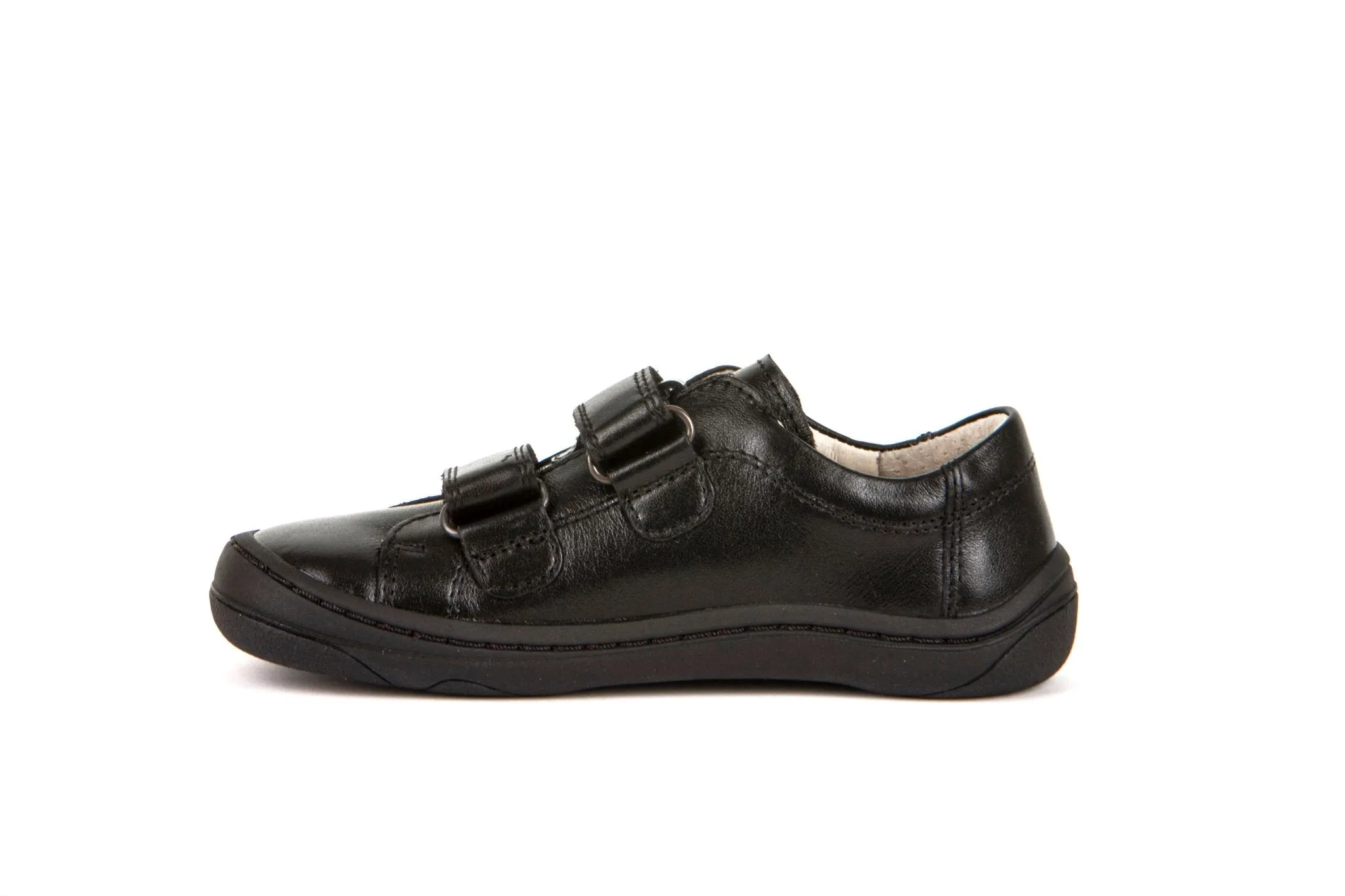 Froddo: Alex Barefoot Velcro School Shoes - Black Leather