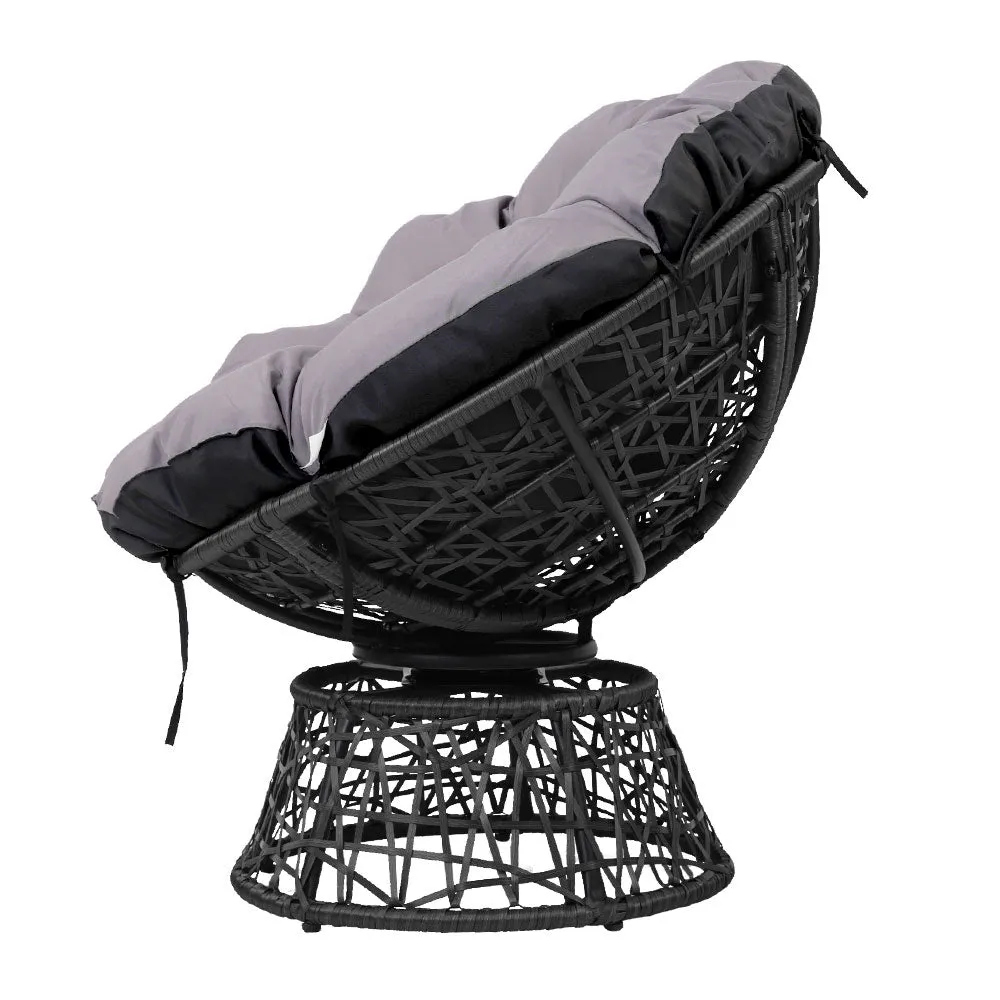 Gardeon Outdoor Papasan Chairs Table Lounge Setting Patio Furniture Wicker Black