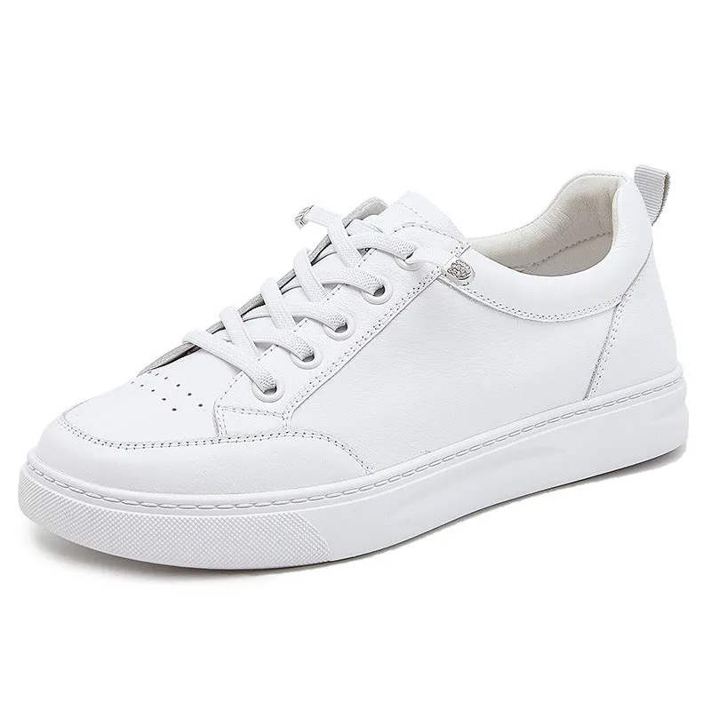 Genuine leather white shoes for women new spring popular sports sneakers toe layer cowhide versatile casual spring and autumn