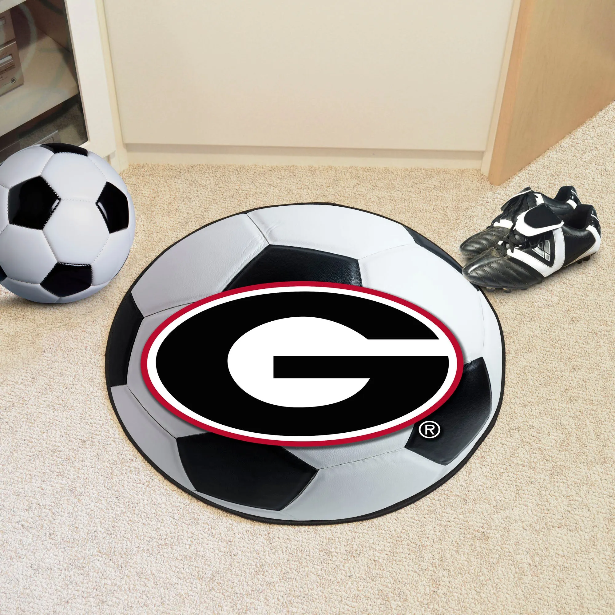 Georgia Bulldogs Soccer Ball Rug - 27in. Diameter