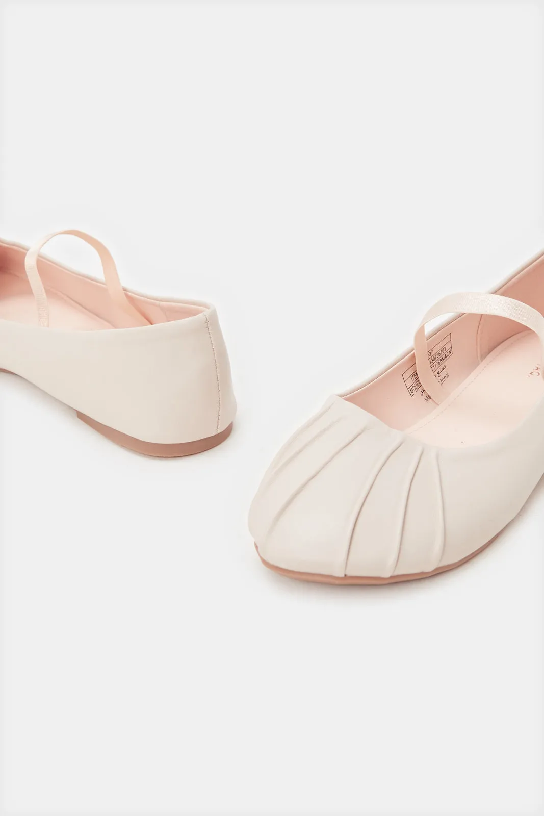 Girls Cream Pleated Ballerina