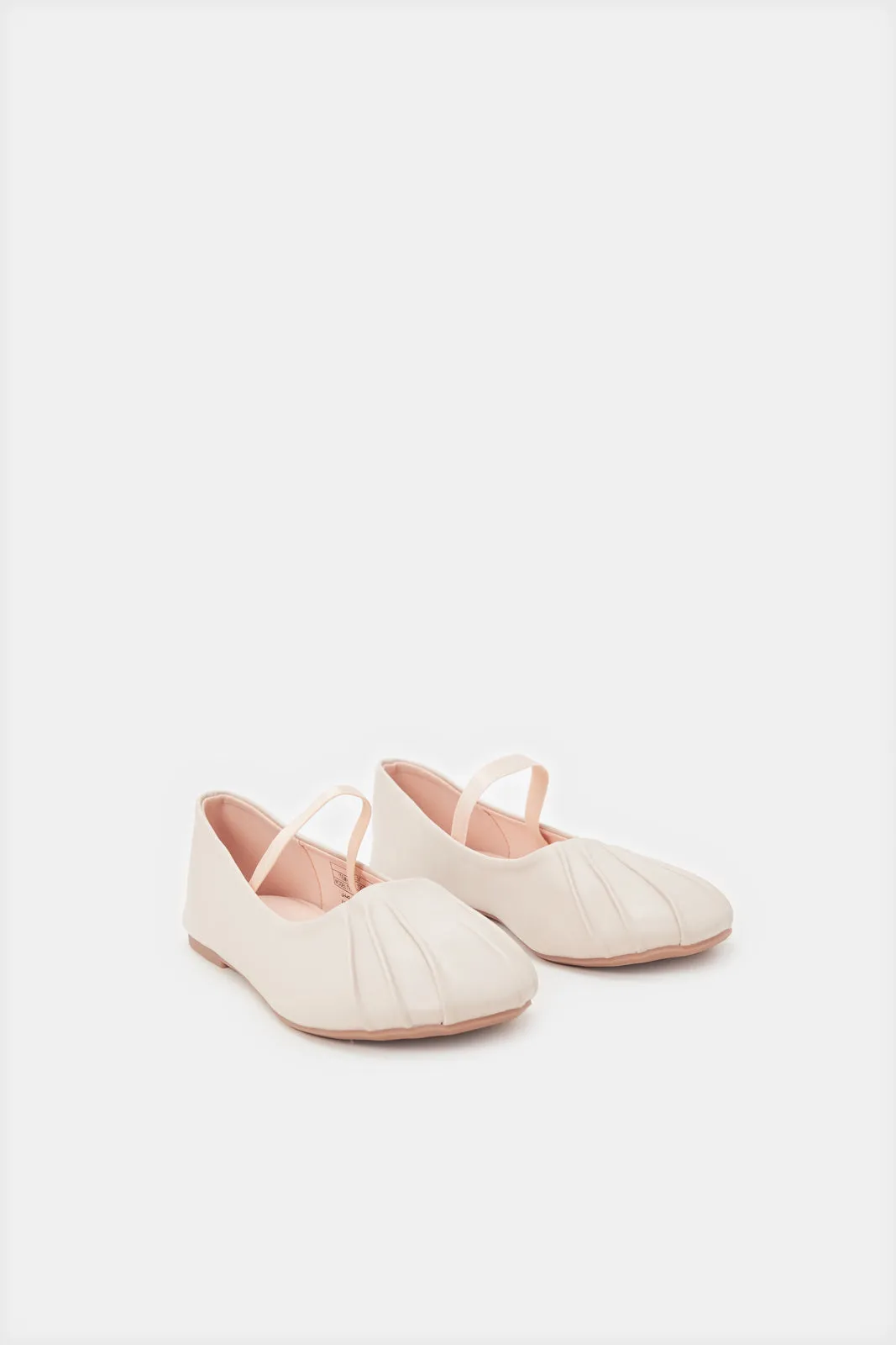 Girls Cream Pleated Ballerina