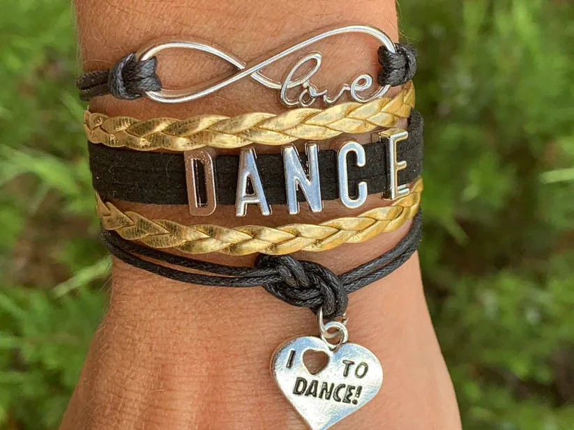 Girls Dance Infinity Bracelet - Choose Charm & Colors