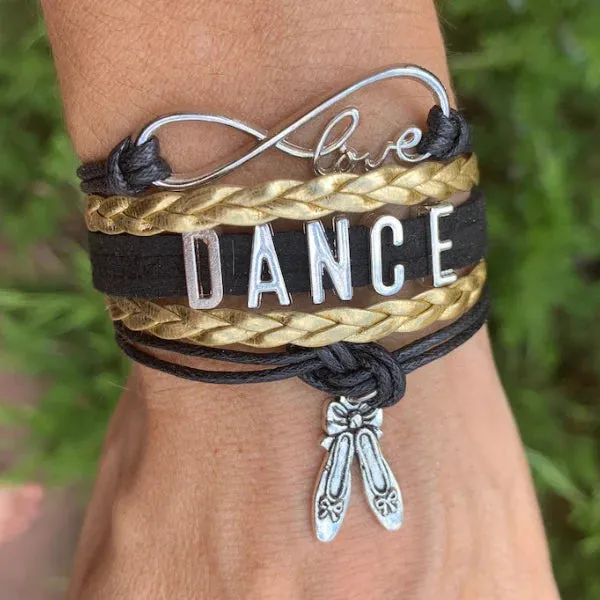 Girls Dance Infinity Bracelet - Choose Charm & Colors