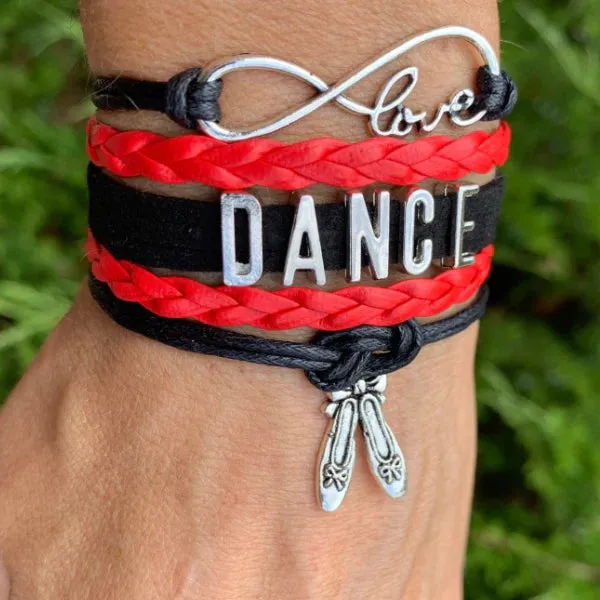 Girls Dance Infinity Bracelet - Choose Charm & Colors