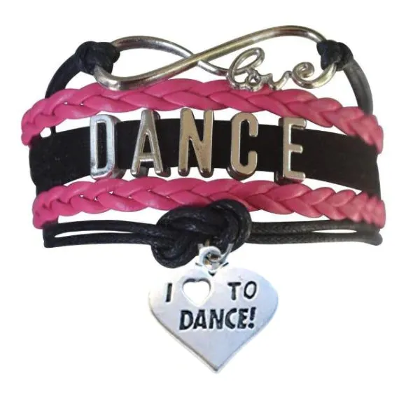 Girls Dance Infinity Bracelet - Choose Charm & Colors