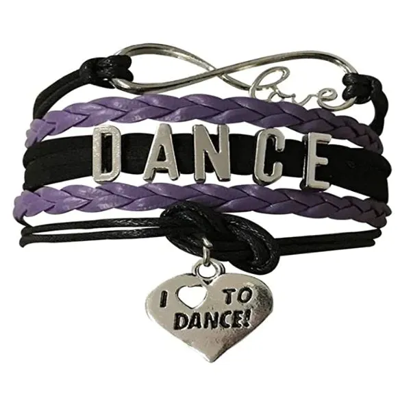 Girls Dance Infinity Bracelet - Choose Charm & Colors