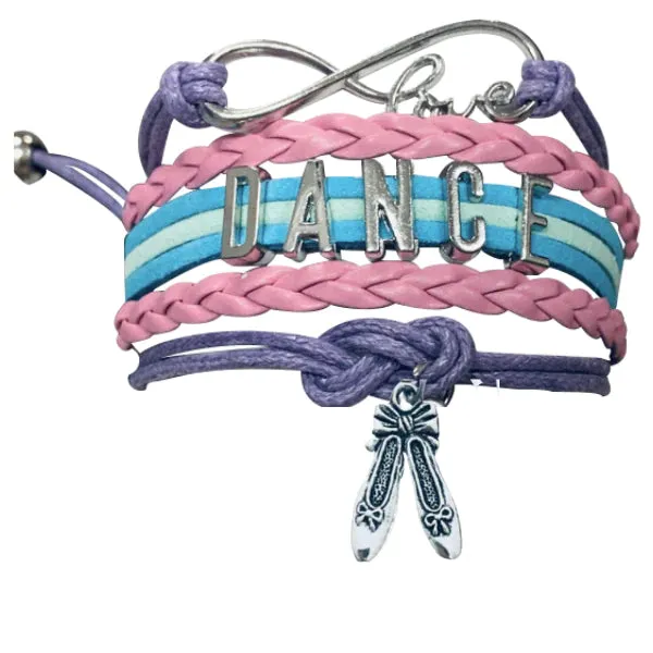 Girls Dance Infinity Bracelet - Choose Charm & Colors