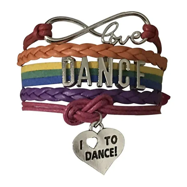 Girls Dance Infinity Bracelet - Choose Charm & Colors