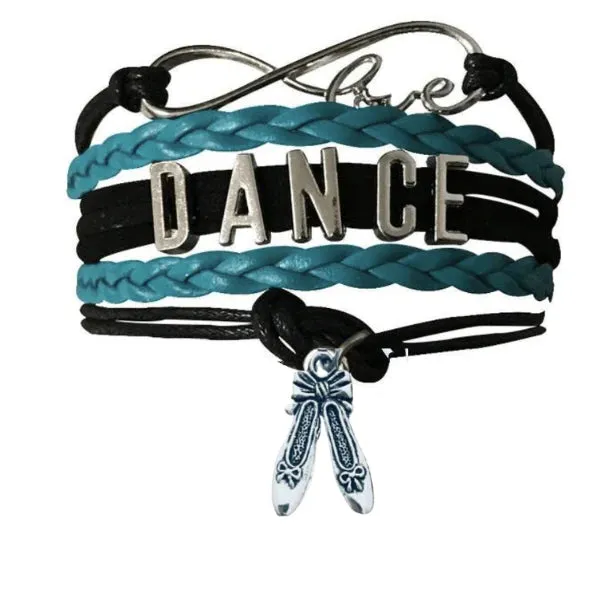 Girls Dance Infinity Bracelet - Choose Charm & Colors