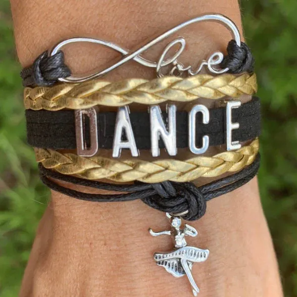 Girls Dance Infinity Bracelet - Choose Charm & Colors