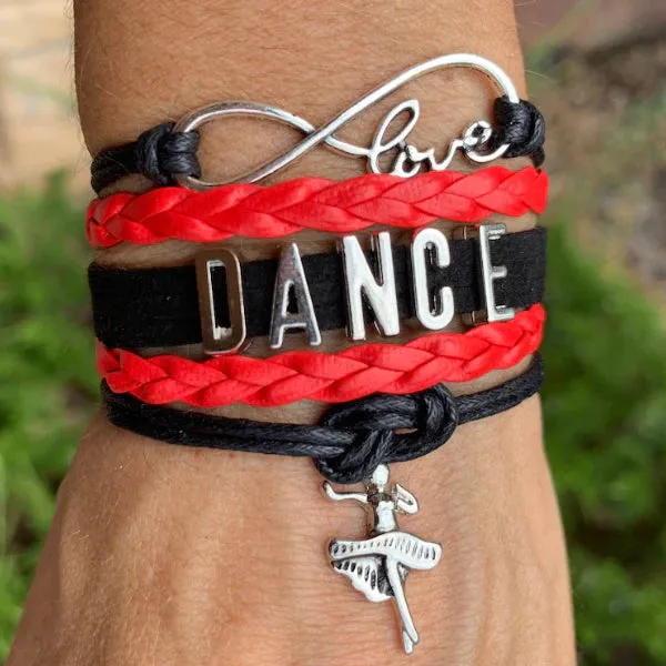 Girls Dance Infinity Bracelet - Choose Charm & Colors