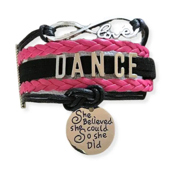 Girls Dance Infinity Bracelet - Choose Charm & Colors