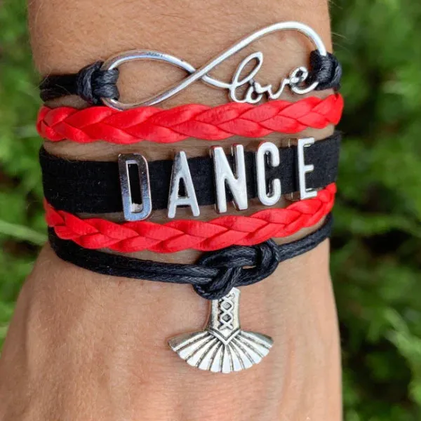 Girls Dance Infinity Bracelet - Choose Charm & Colors