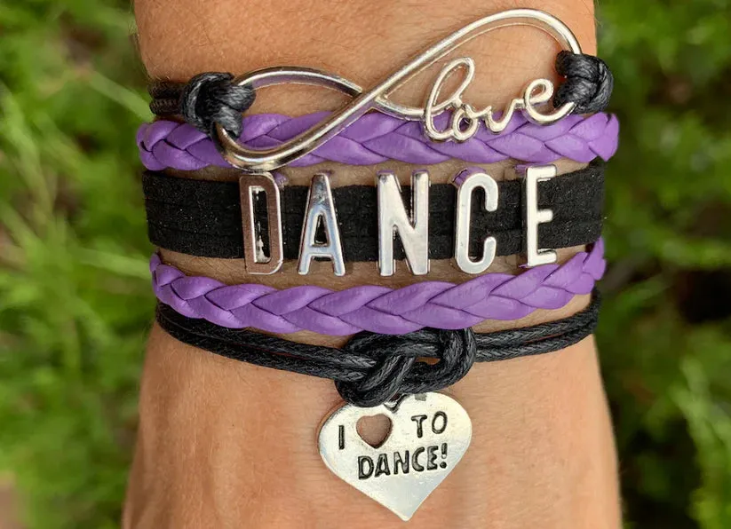 Girls Dance Infinity Bracelet - Choose Charm & Colors