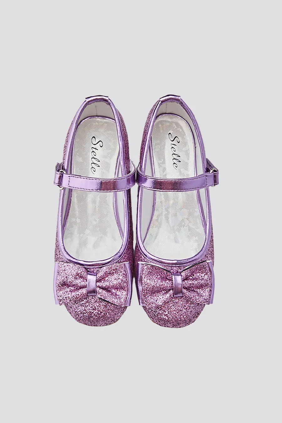 Girls Glitter Mary Jane Low Heel Shoes