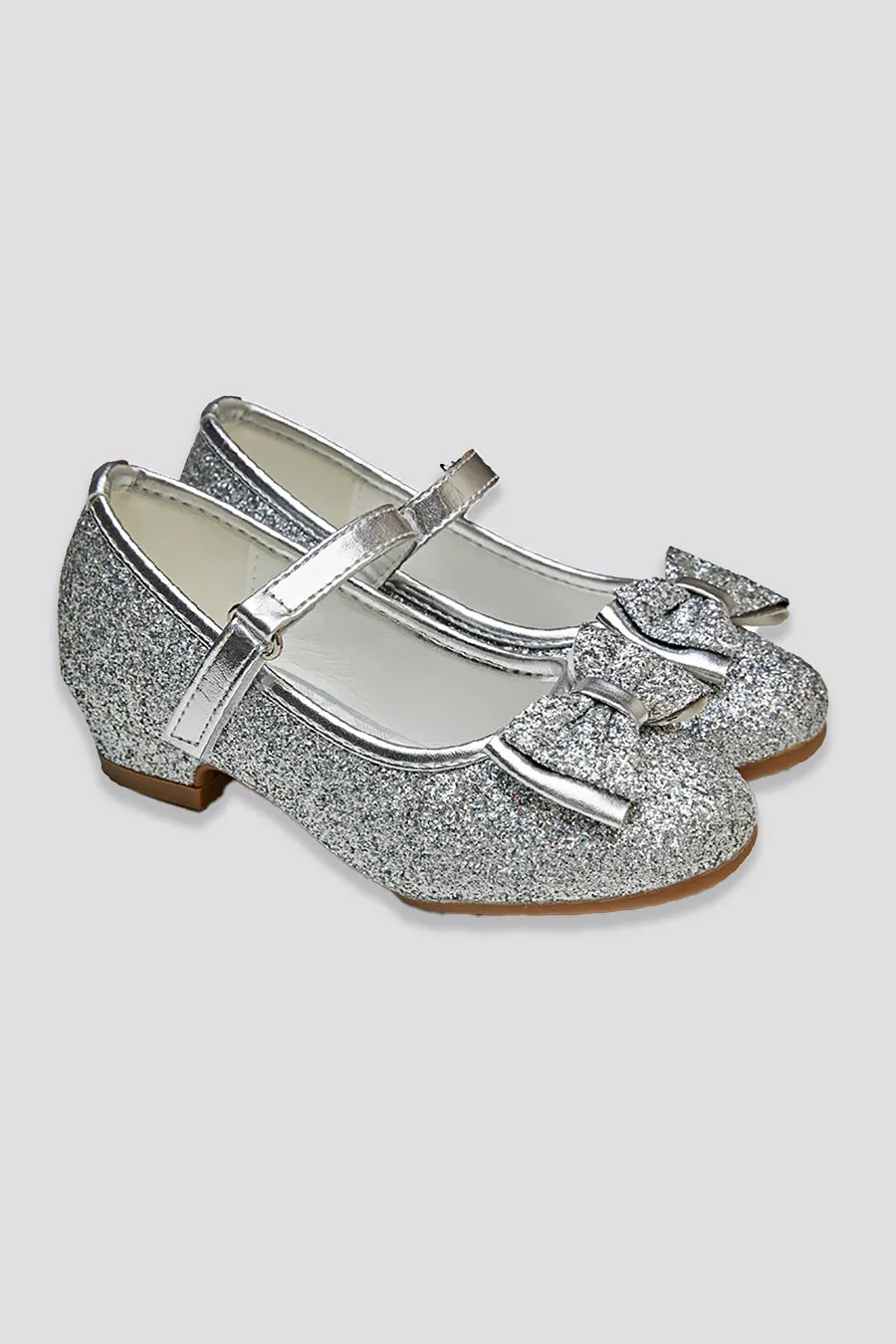 Girls Glitter Mary Jane Low Heel Shoes