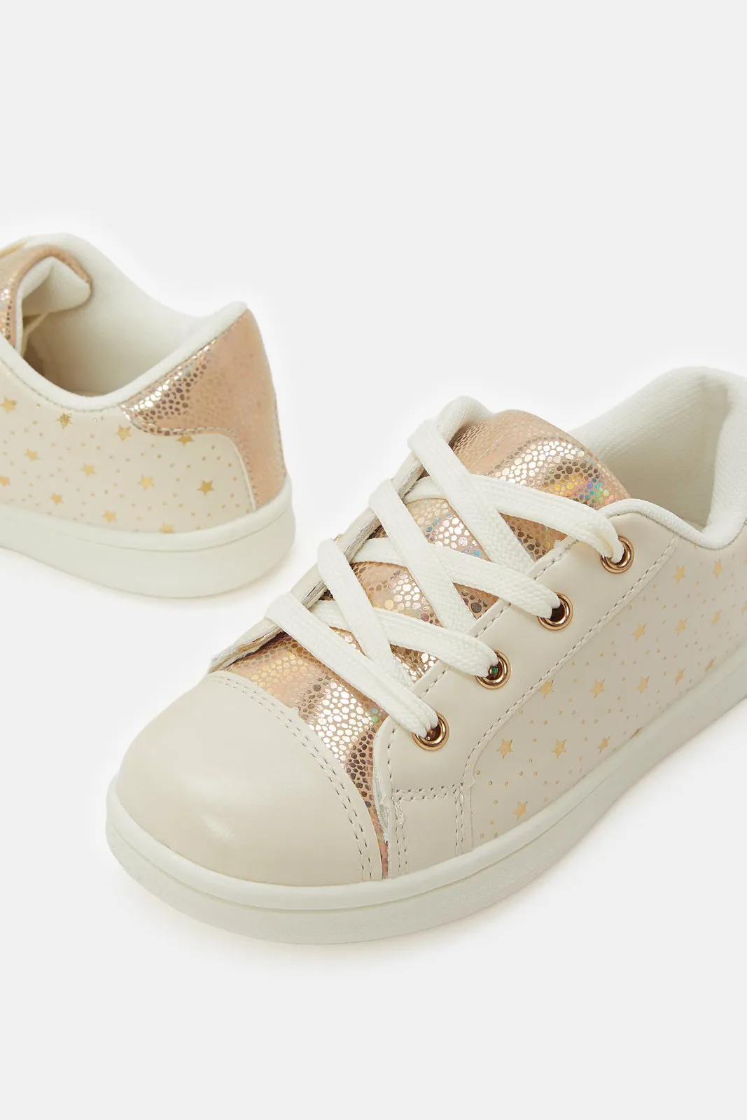 Girls Gold Laser Cut Sneaker