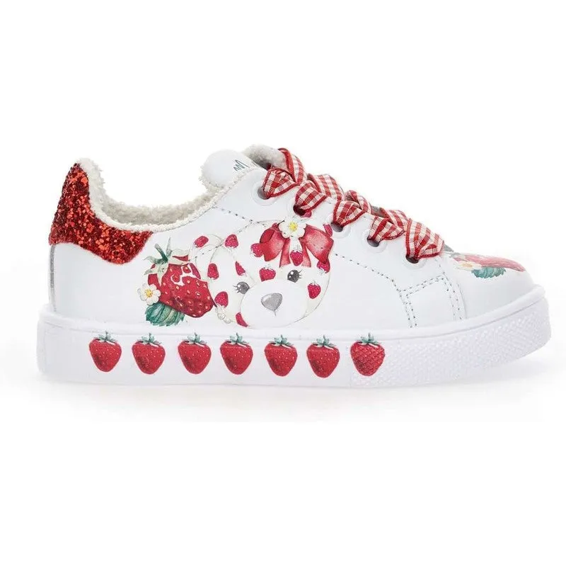 Girls White Strawberry Trainer