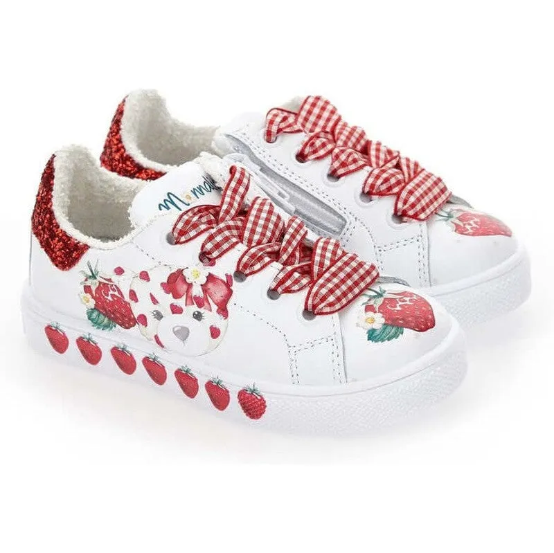 Girls White Strawberry Trainer