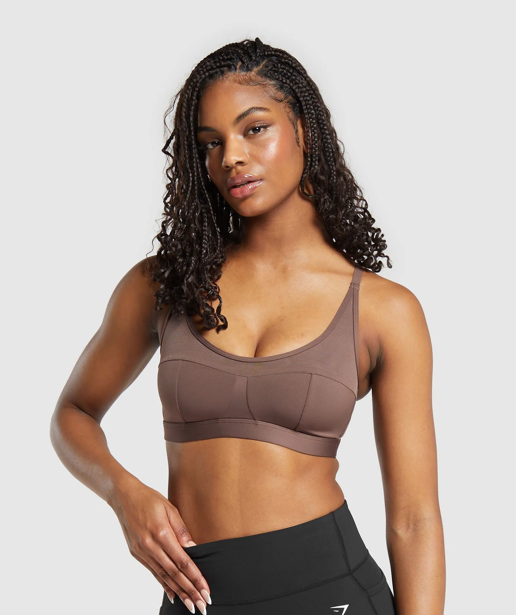 Gymshark Mesh Sports Bra - Soft Brown