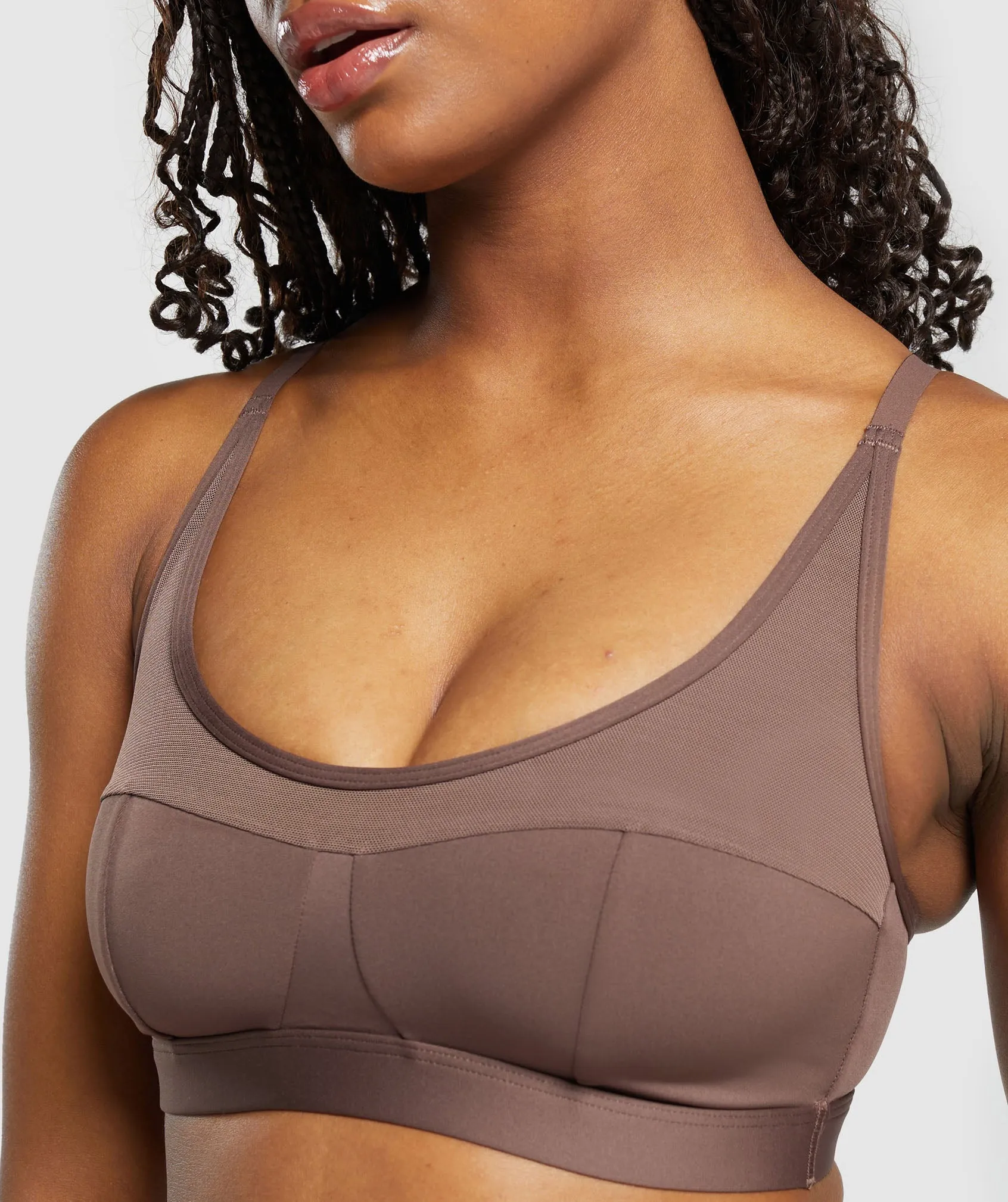 Gymshark Mesh Sports Bra - Soft Brown